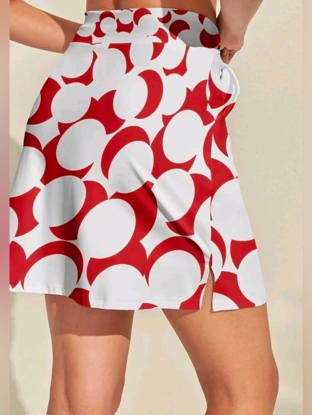 ACEGOLFS Hyper-prep Silky 19 Inch High Waist Skort UPF50+ Red & white Small New